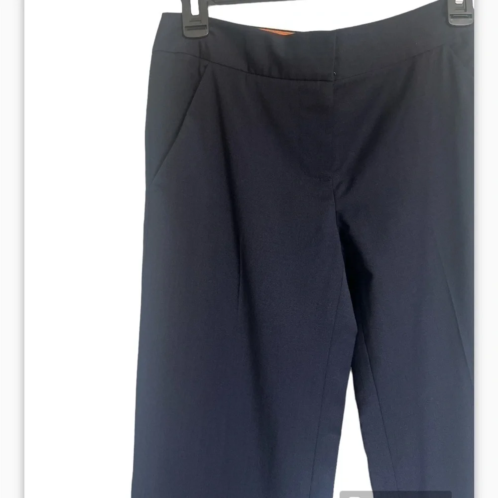 Tory Burch for Bergdorf Goodman Navy Blue Wool Wide Leg Pants